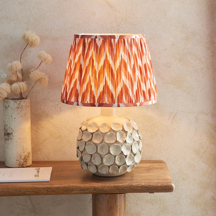 Borello And Zigzag 35cm Apricot Orange Shade Table Lamp With Ivory Crackle Ceramic Base