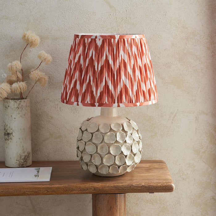 Borello And Zigzag 35cm Apricot Orange Shade Table Lamp With Ivory Crackle Ceramic Base