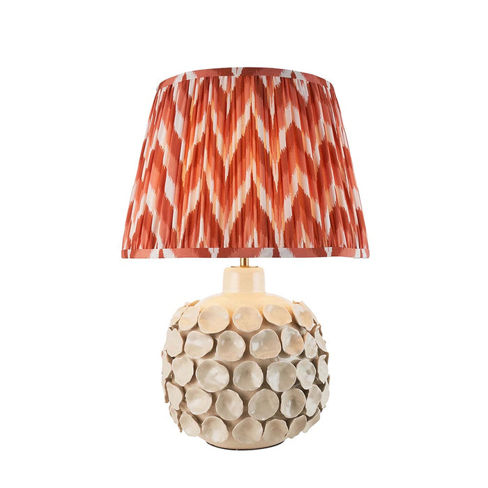 Borello And Zigzag 35cm Apricot Orange Shade Table Lamp With Ivory Crackle Ceramic Base