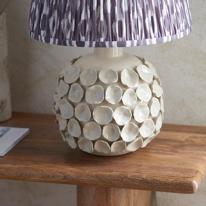 Borello And Ikat 35cm Pearl Grey Shade Table Lamp With Ivory Crackle Ceramic Base