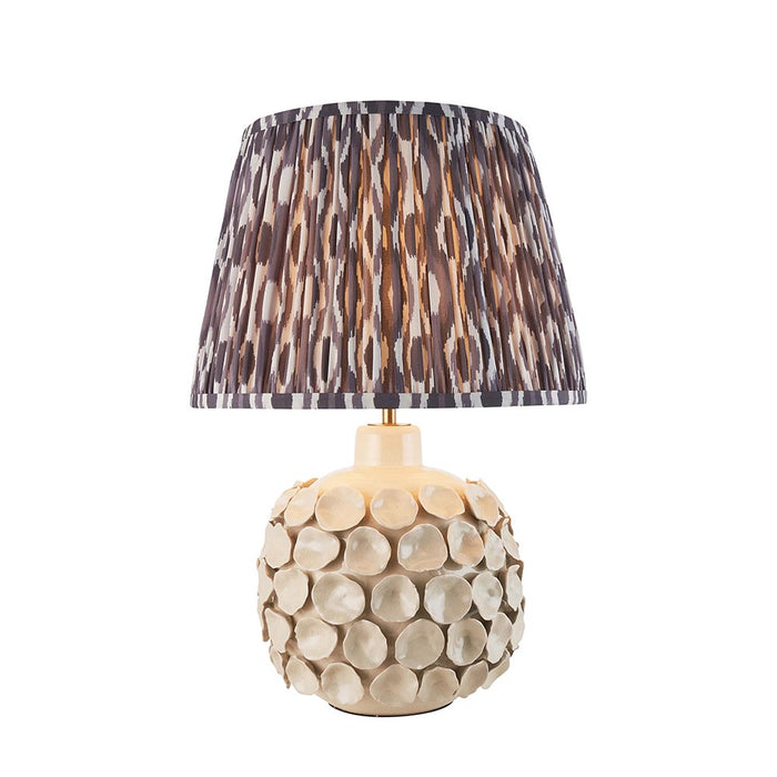 Borello And Ikat 35cm Pearl Grey Shade Table Lamp With Ivory Crackle Ceramic Base