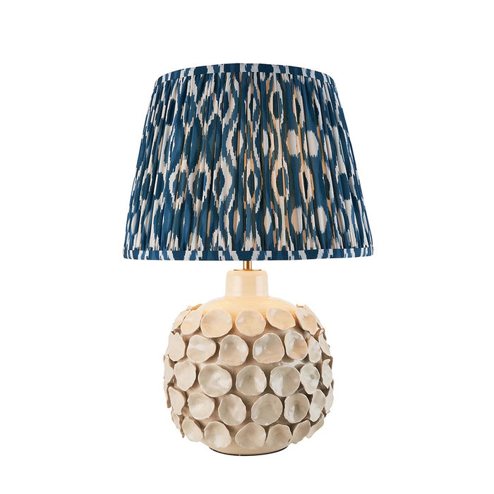 Borello And Ikat 35cm Marlin Blue Shade Table Lamp With Ivory Crackle Ceramic Base