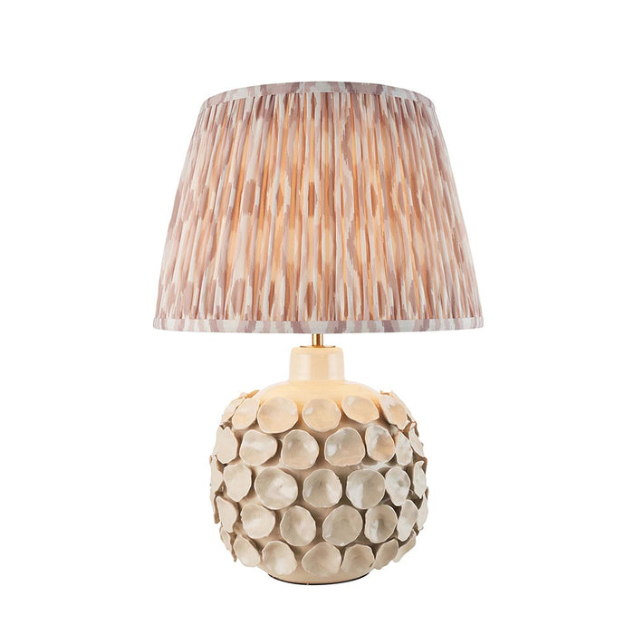 Borello And Ikat 35cm Neutral Shade Table Lamp With Ivory Crackle Ceramic Base