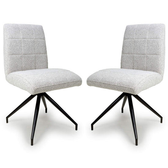 Laurel Smoke Grey Boucle Fabric Dining Chairs In Pair