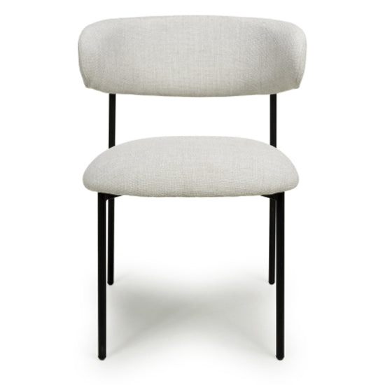 Marisa Natural Linen Effect Fabric Dining Chairs In Pair