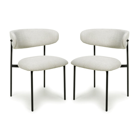 Marisa Natural Linen Effect Fabric Dining Chairs In Pair