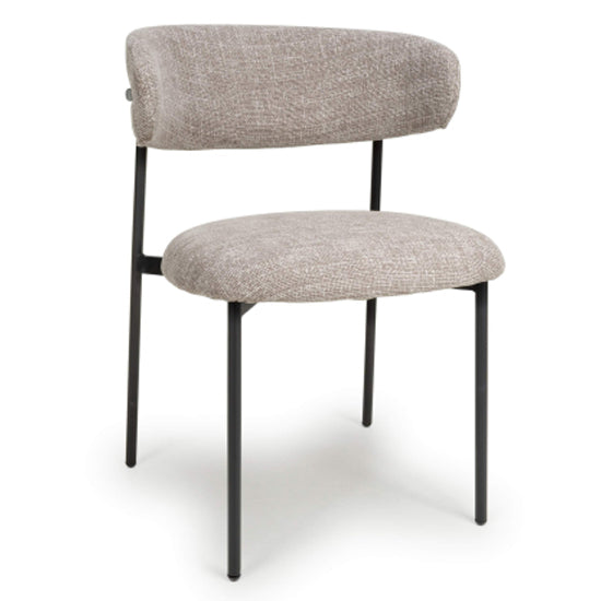 Marisa Oatmeal Tweed Fabric Dining Chairs In Pair