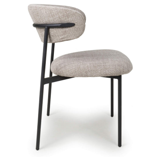 Marisa Oatmeal Tweed Fabric Dining Chairs In Pair