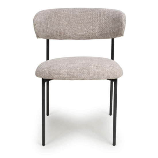 Marisa Oatmeal Tweed Fabric Dining Chairs In Pair