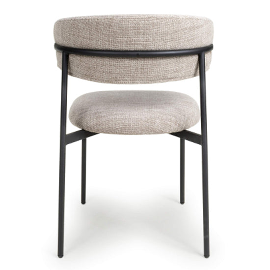 Marisa Oatmeal Tweed Fabric Dining Chairs In Pair