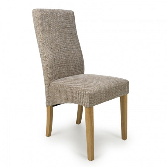 Bailey Oatmeal Tweed Fabric Dining Chairs In Pair