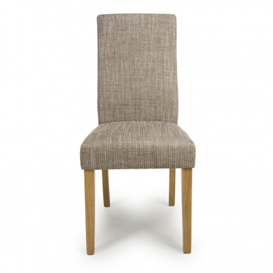 Bailey Oatmeal Tweed Fabric Dining Chairs In Pair