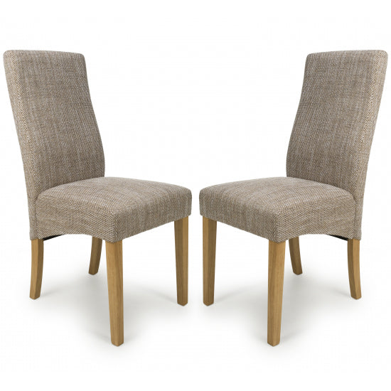 Bailey Oatmeal Tweed Fabric Dining Chairs In Pair