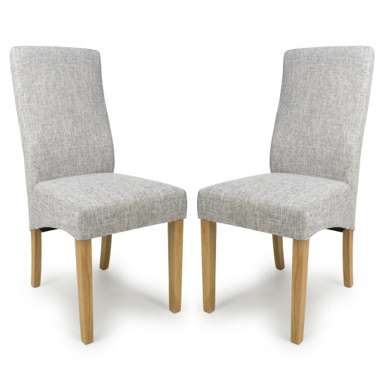 Bailey Grey Weave Fabric Dining Chairs In Pair