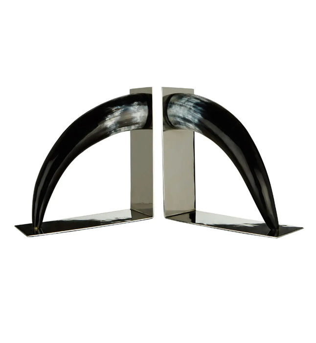 Koper Set Of 2 Buffalo Horn Bookends In Black