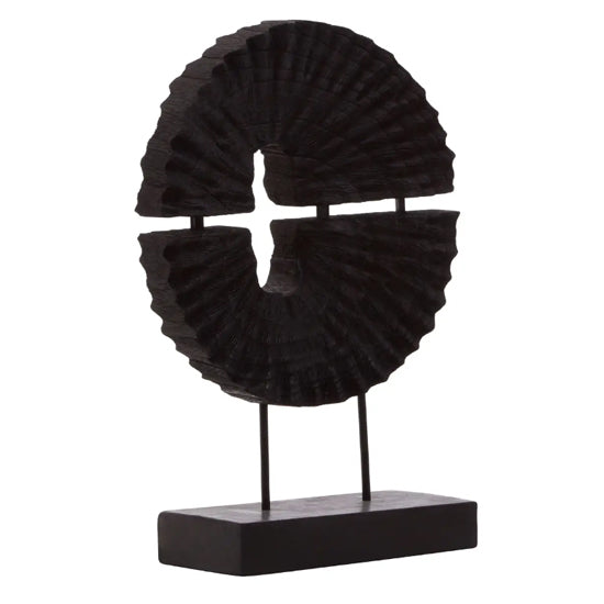 Lacuna Round Wooden Sculpture In Black