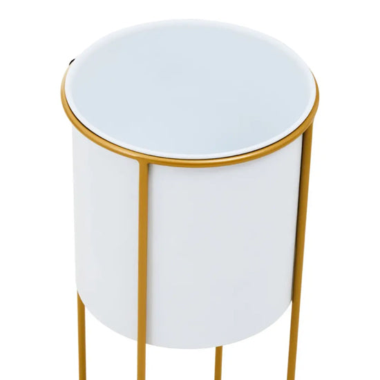 Trosa Large Metal Floor Standing Planter In White And Gold