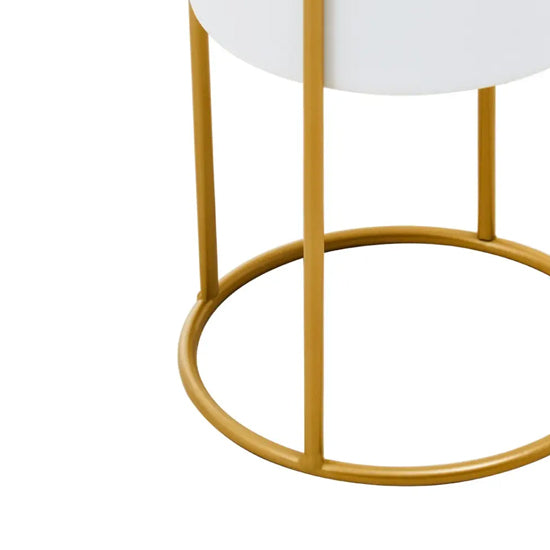 Trosa Small Metal Floor Standing Planter In White And Gold