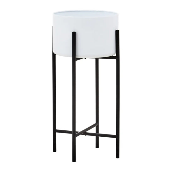 Trosa Large Metal Floor Standing Planter In White And Black