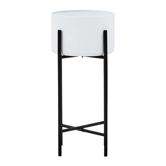 Trosa Large Metal Floor Standing Planter In White And Black