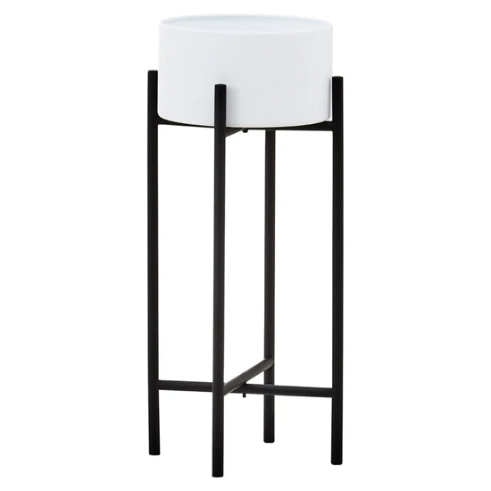 Trosa Small Metal Floor Standing Planter In White And Black