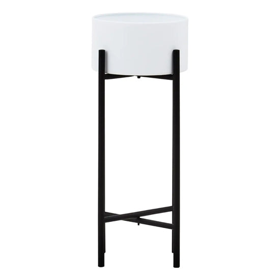 Trosa Small Metal Floor Standing Planter In White And Black