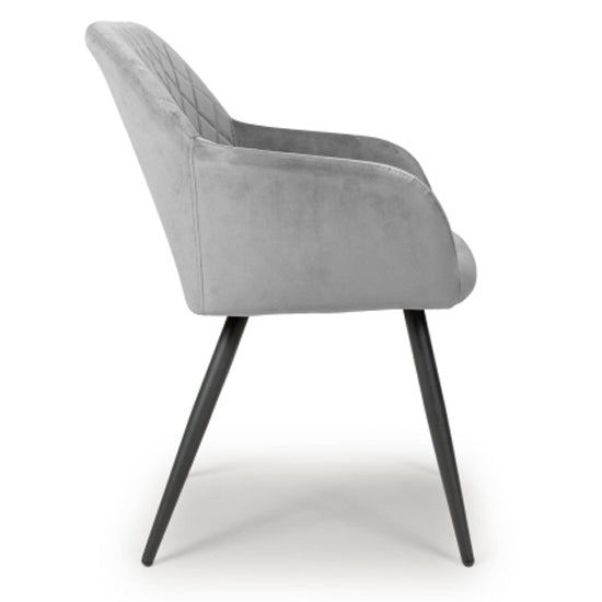 Marina Grey Brushed Velvet Dining Chairs In Pair