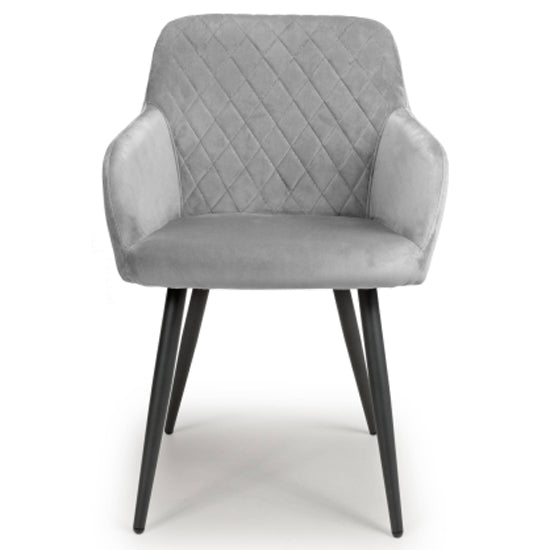 Marina Grey Brushed Velvet Dining Chairs In Pair