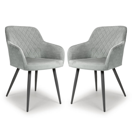 Marina Grey Brushed Velvet Dining Chairs In Pair