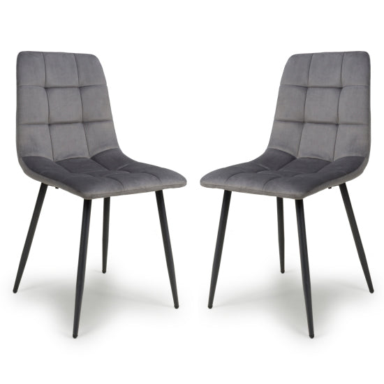 Madison Grey Brushed Velvet Dining Chairs In Pair