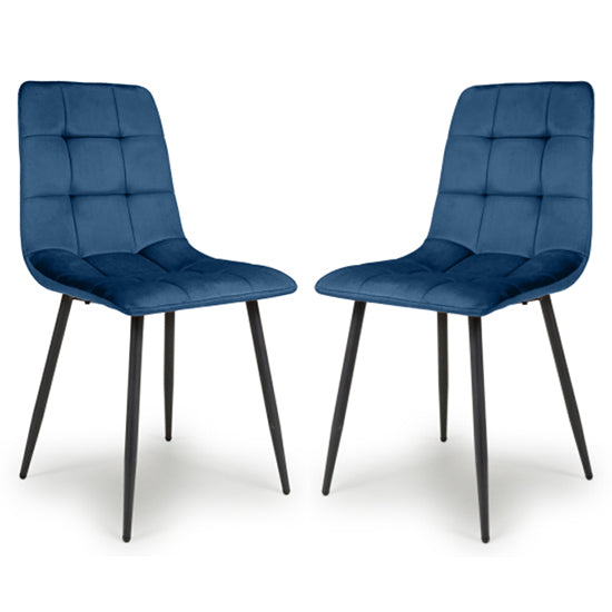 Madison Blue Brushed Velvet Dining Chairs In Pair