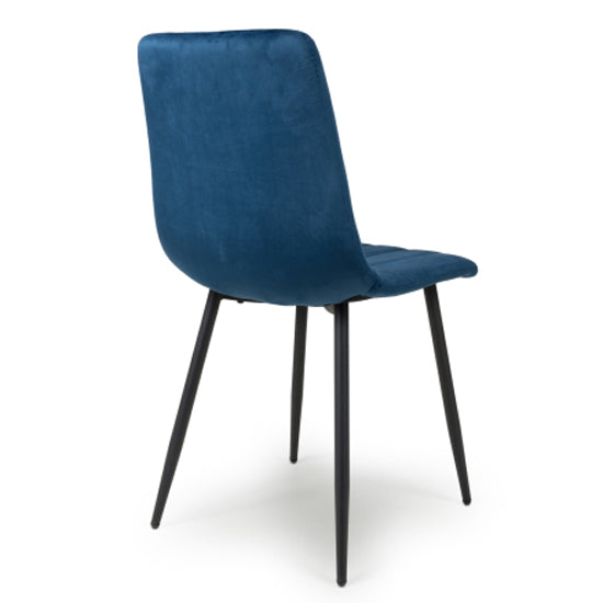 Lisbon Blue Brushed Velvet Dining Chairs In Pair