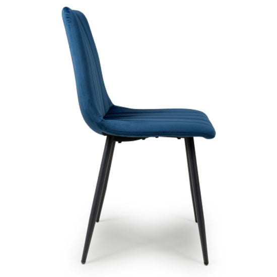 Lisbon Blue Brushed Velvet Dining Chairs In Pair