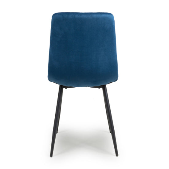 Lisbon Blue Brushed Velvet Dining Chairs In Pair