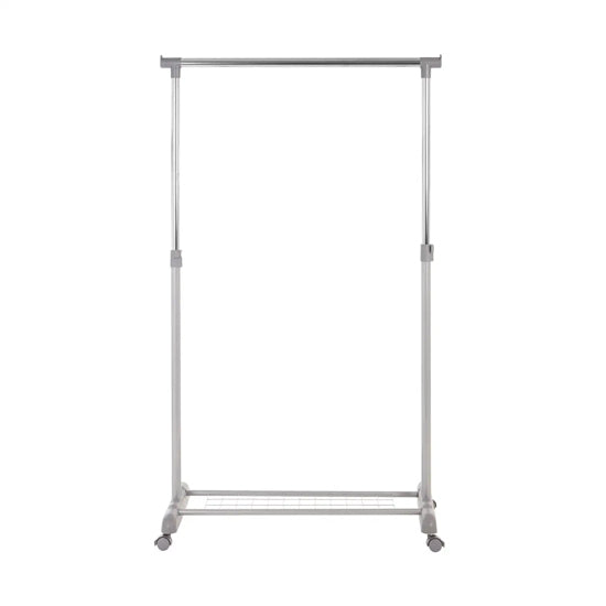 Anzio Metal Clothes Hanging Rail With Shoe Rack In Chrome