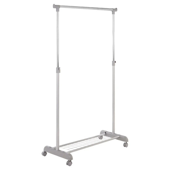 Anzio Metal Clothes Hanging Rail With Shoe Rack In Chrome