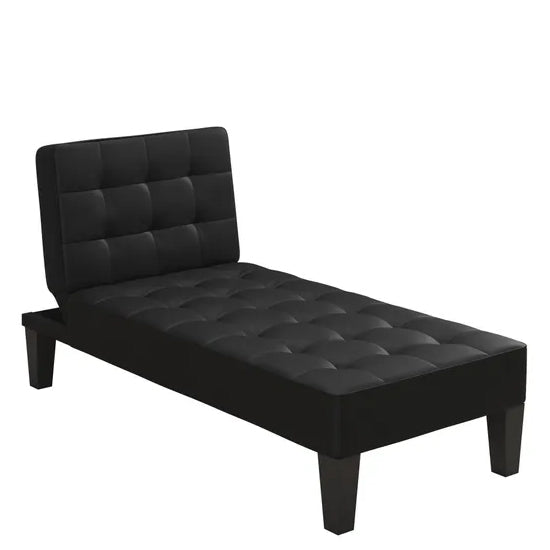 Adalynn Faux Leather Lounge Chaise Chair In Black