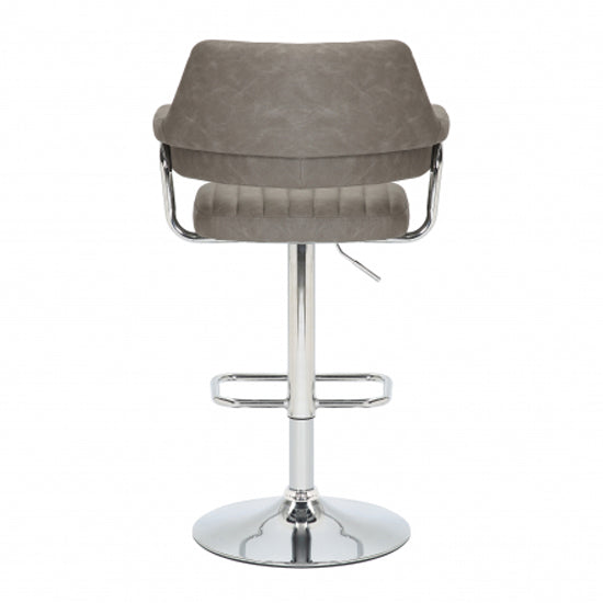 Cortez Charcoal Leather Effect Bar Stools In Pair