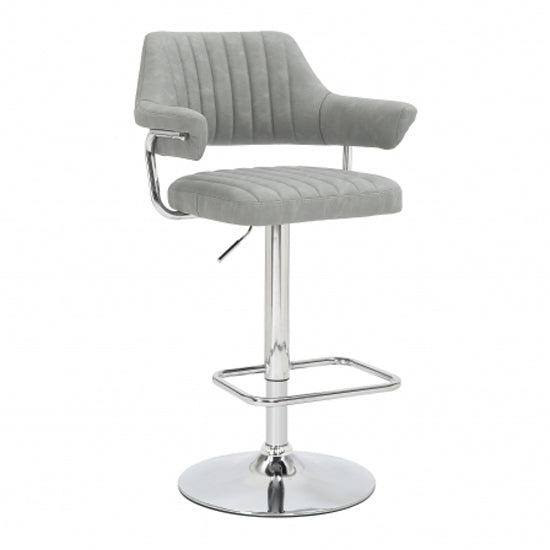 Cortez Light Grey Leather Effect Bar Stools In Pair