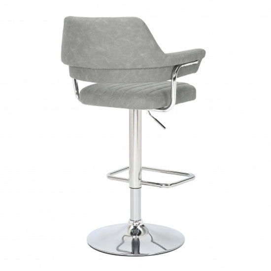 Cortez Light Grey Leather Effect Bar Stools In Pair