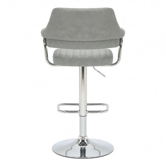 Cortez Light Grey Leather Effect Bar Stools In Pair