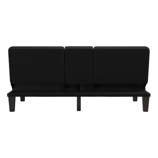 Adalynn Convertible Futon Faux Leather Sofa Bed In Black