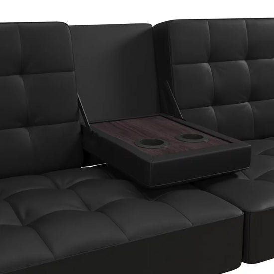 Adalynn Convertible Futon Faux Leather Sofa Bed In Black