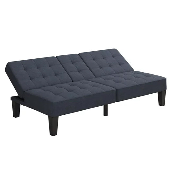 Adalynn Convertible Futon Linen Fabric Sofa Bed In Blue