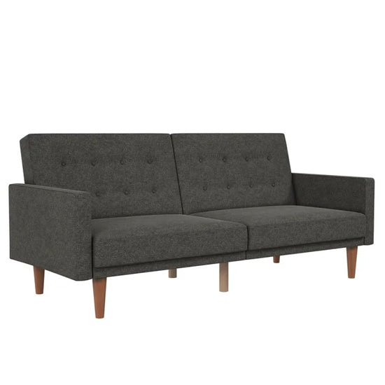 Wimberly Linen Fabric Futon Sofa Bed In Grey