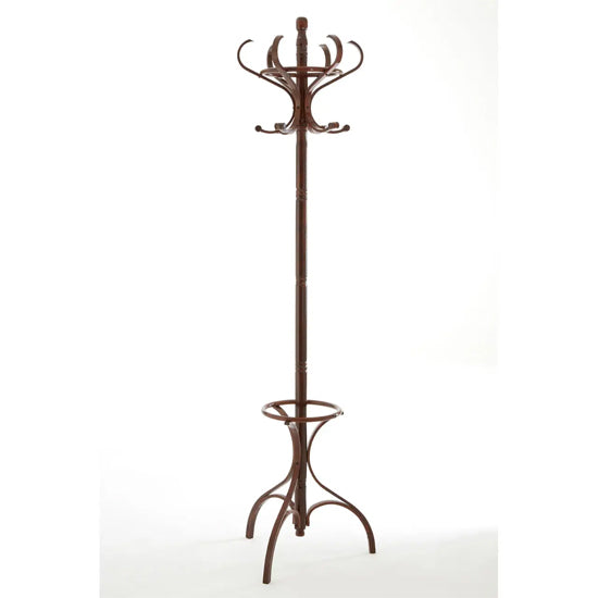 Arles Pine Wood Floor Standing Coat Stand In Walnut