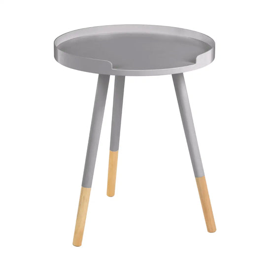 Viborg Round Wooden Side Table In Grey