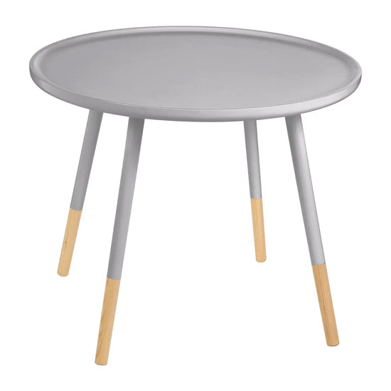 Viborg Large Round Wooden Side Table In Grey