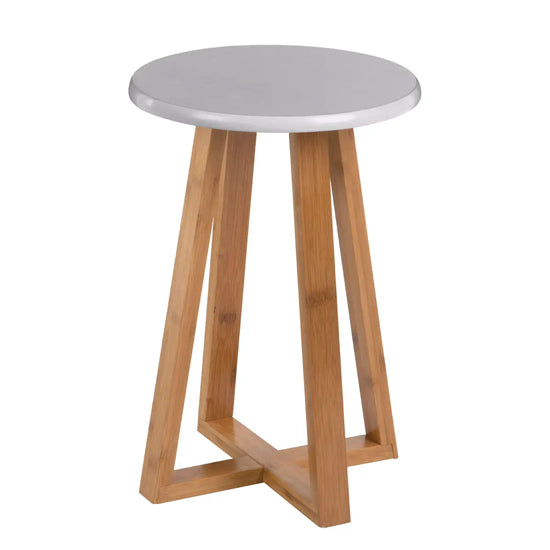 Viborg Bamboo Round Stool In Grey