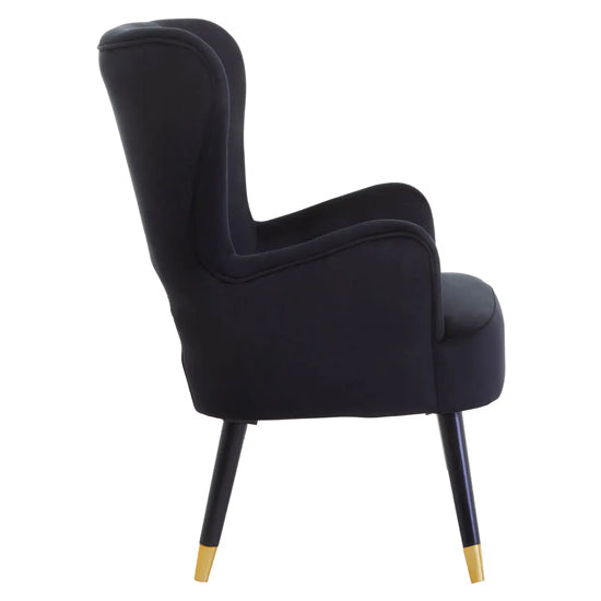 Loretta Velvet Cut Out Back Bedroom Chair In Black